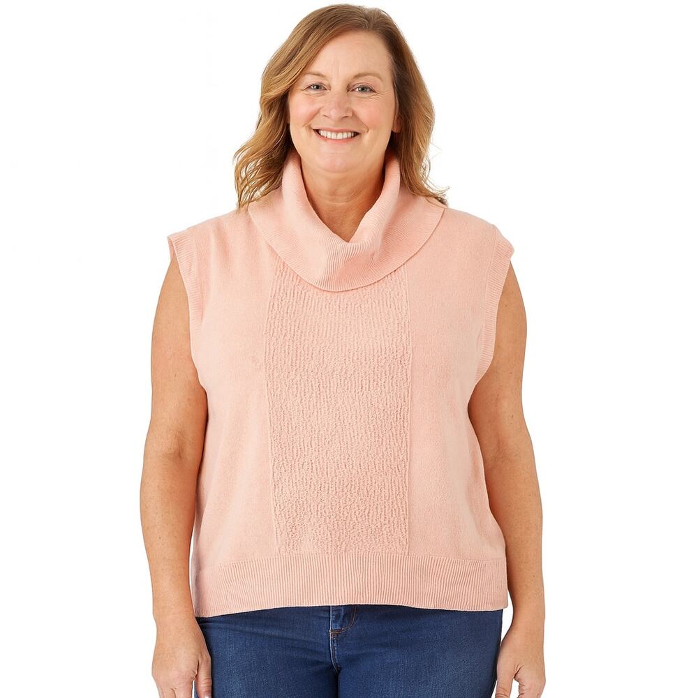 Worthington Women's Sleeveless Cowl Neck Sweater - Soft Pink Sand, Size 0X